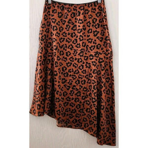 Everleigh Women Medium Brown CHeetah Anumal Print Flare Assymetrical Skirt